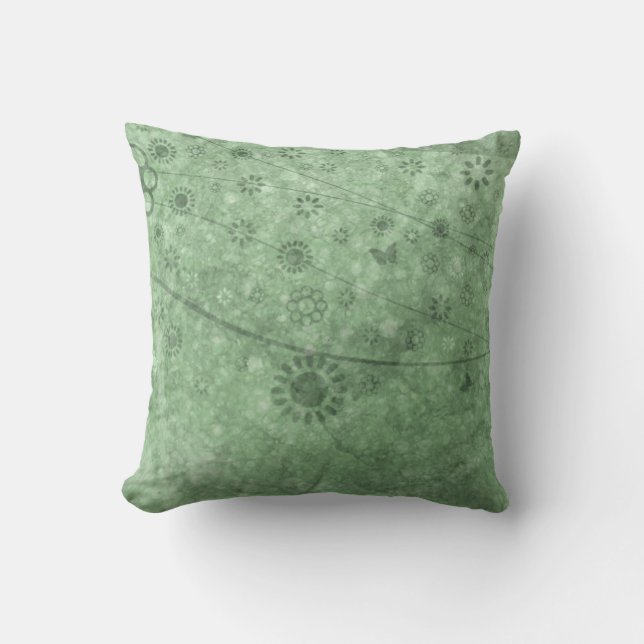 Coussin Fleurs et papillons Aqua Retro Abstraits (Recto)