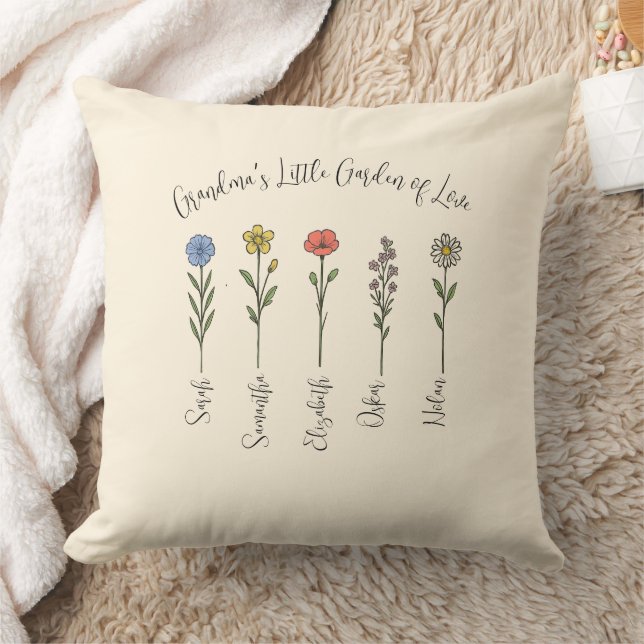 Coussin Fleurs et petits-enfants - Jardin de grand-mère (Couverture)