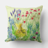 Coussin Fleurs et pissenlit Peinture à l'aquarelle de fée (Recto)