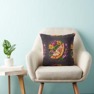 Coussin Fleurs et pizzas