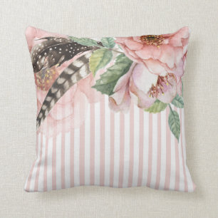 Coussin Fleurs et plumes de Boho