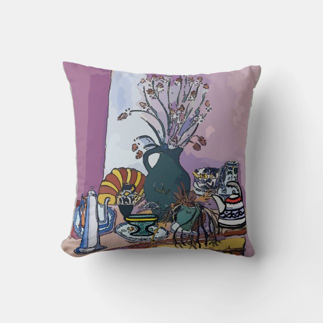 Coussin Fleurs et vase pourpre (Recto)