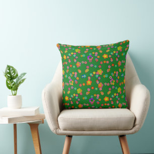 Coussin Fleurs Fantaisistes dans la Forêt