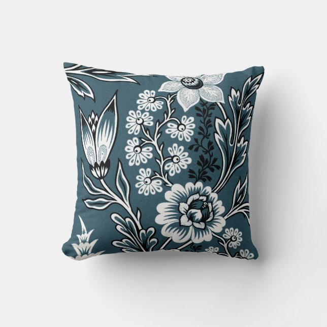 Coussin Fleurs Fantastiques (Slate Teal) Beaux-Arts (Recto)