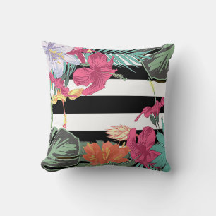 Coussin Fleurs Feuilles Floral Tropical Chic Botanique