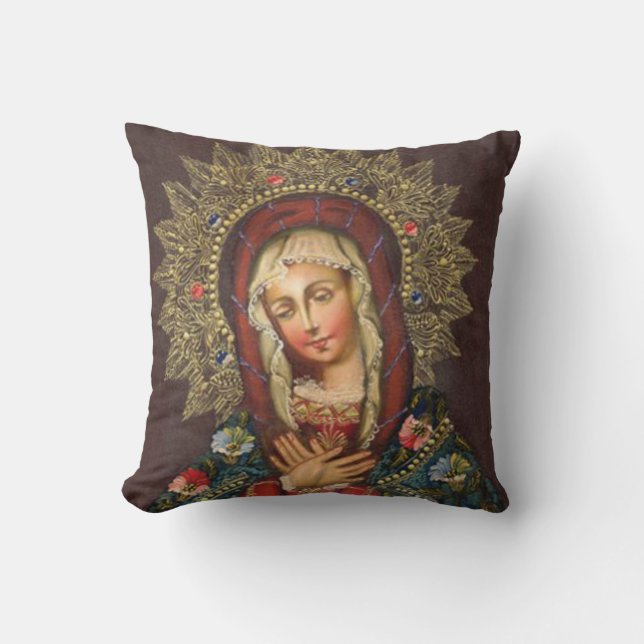 Coussin Fleurs fleuries de Vierge Marie Madonna (Recto)
