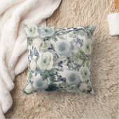 Coussin Fleurs Florales Aquarelle Bleu Vert Blanc (Couverture)