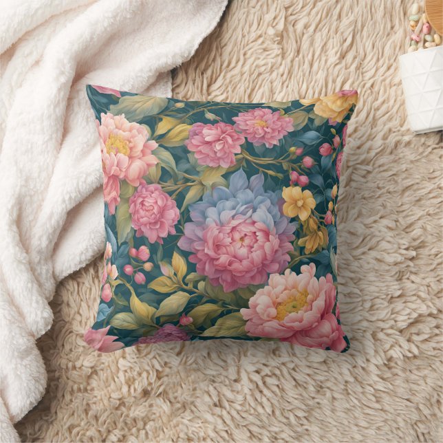 Coussin Fleurs florales colorées (Couverture)