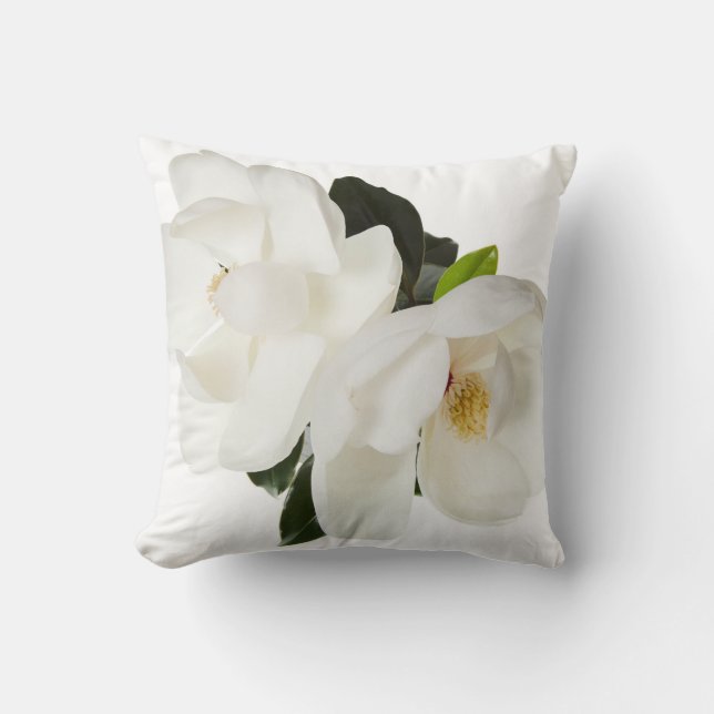 Coussin Fleurs florales de magnolia de magnolias blanches (Recto)