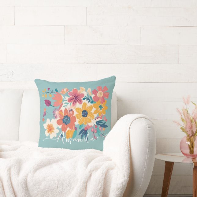 Coussin Fleurs florales élégantes Lancer l'oreiller (Canapé)