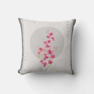 Coussin Fleurs florales japonaises roses au printemps