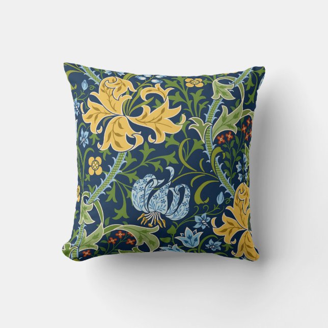 Coussin Fleurs florales : Vert foncé Vintage (Recto)