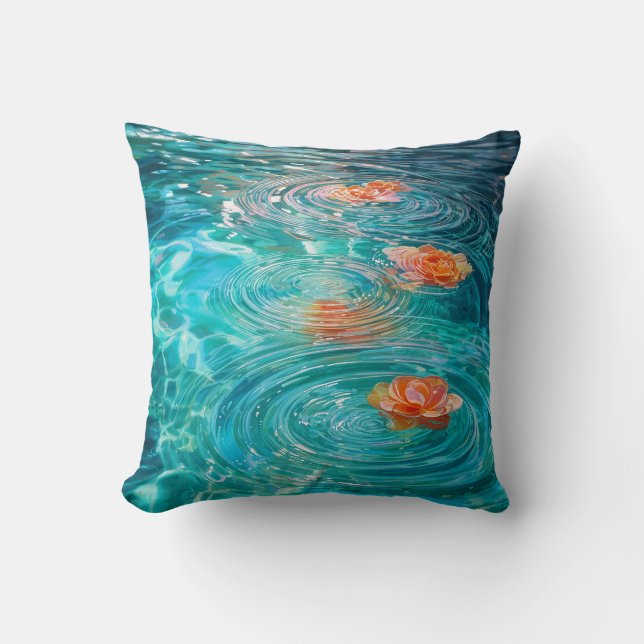 Coussin Fleurs Flottant sur l'Eau  (Recto)