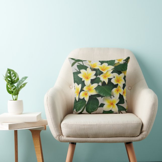 Coussin Fleurs Frangipani blanches (Chaise)