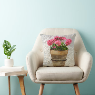 Coussin Fleurs Géranium en fleur en pot