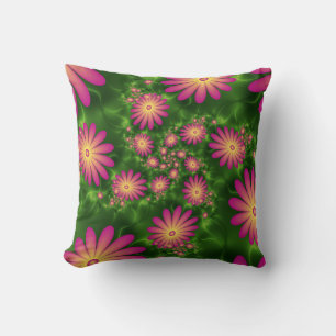 Coussin Fleurs Imaginaires roses Art Fractal Abstrait mode