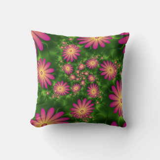 Coussin Fleurs Imaginaires roses Art Fractal Abstrait mode