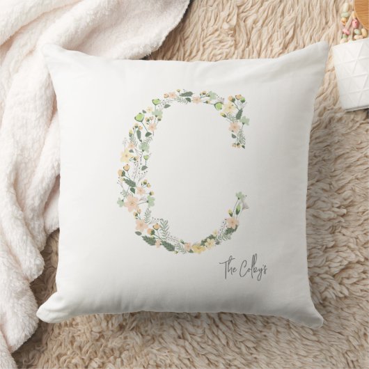 Coussin Fleurs INITIALE "C" Couleurs Douces Prairie NOM Mo (Couverture)