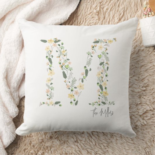 Coussin Fleurs initiale "M"Couleurs Douces Prairie NOM Dou (Couverture)