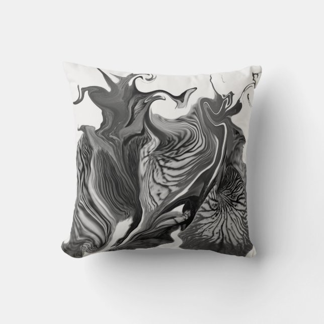 Coussin Fleurs Iris Violettes / Noir & Blanc / (Recto)