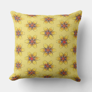Coussin Fleurs Jaunes aux Buds Oranges