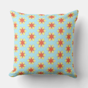 Coussin Fleurs Jaunes de Buds Rouge Orange