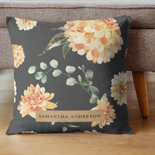 Coussin Fleurs Jaunes Modernes & Cadeau Personnalisé Kraft