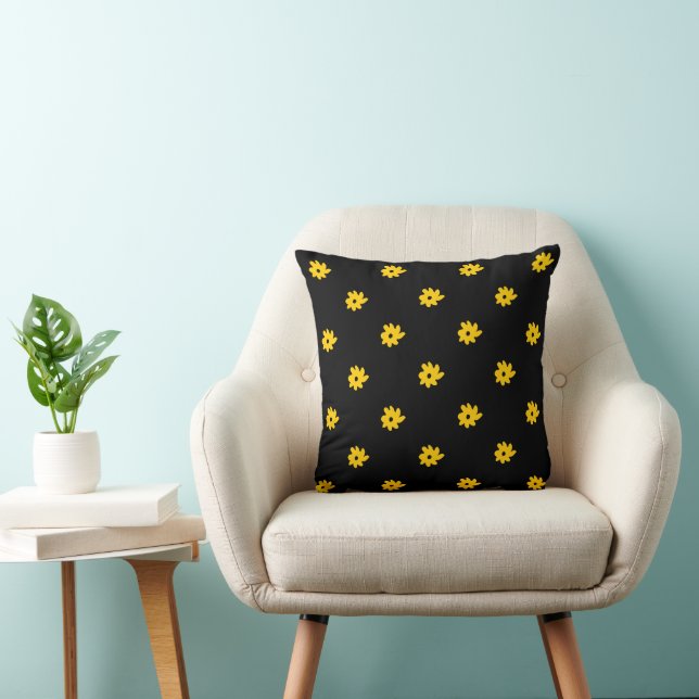 Coussin Fleurs jaunes noires (Chaise)