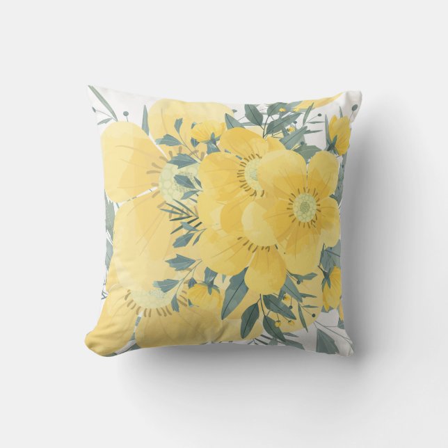 Coussin Fleurs Jaunes Sunny (Recto)