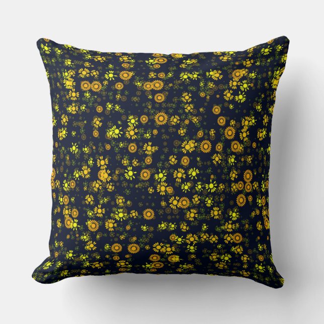 Coussin Fleurs jaunes sur (Recto)