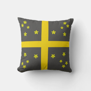 Coussin Fleurs jaunes sur arrière - plan gris
