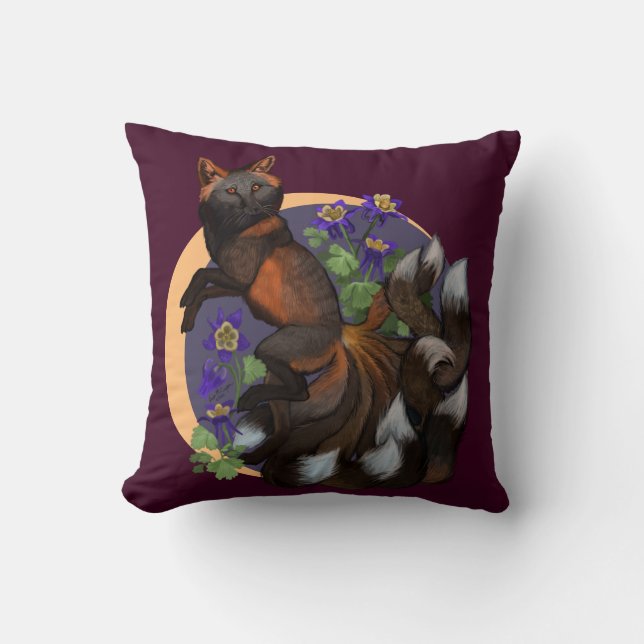 Coussin Fleurs Kitsune et Columbine (Recto)