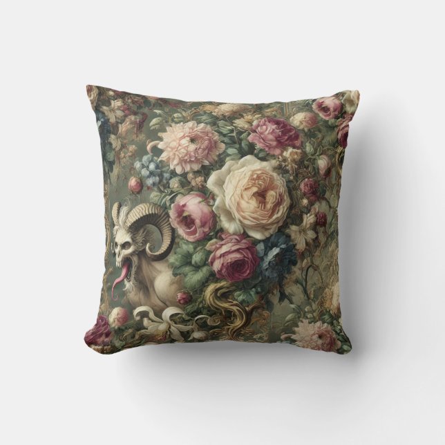 Coussin Fleurs 🩸 langue écaillée - gothique victorien (Recto)