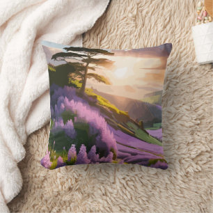 Coussin Fleurs Lilac fleurissent sur la colline au soleil