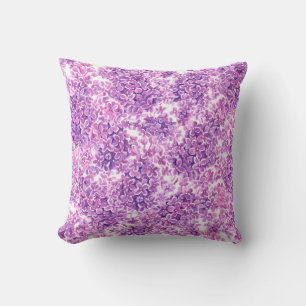Coussin Fleurs lilas rose aquarelle