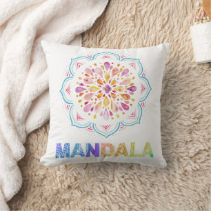 COUSSIN FLEURS LOTUS COLORÉES MANDALA