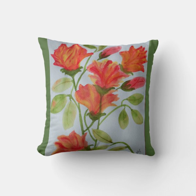 Coussin Fleurs lumineuses d'aquarelle (Recto)