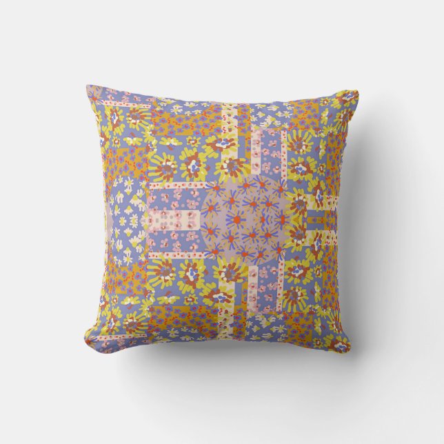 Coussin Fleurs marguerites modernes en Patchwork sur Périw (Recto)