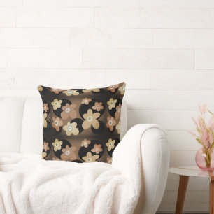 Coussin Fleurs marron, couleur café