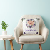Coussin Fleurs Mauve & Crème à l'aquarelle Photo de bébé (Chaise)