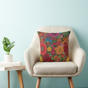 Coussin Fleurs mixtes colorées