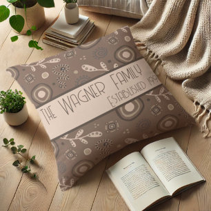 Coussin Fleurs Modernes Personnalisées Brun Inspirivité