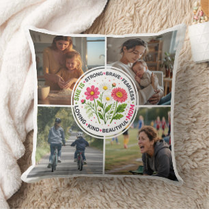 Coussin Fleurs modernes personnalisées multi-photos pour l