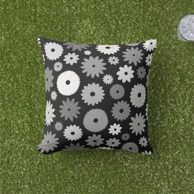 Coussin Fleurs monochromes grand motif (Herbe)