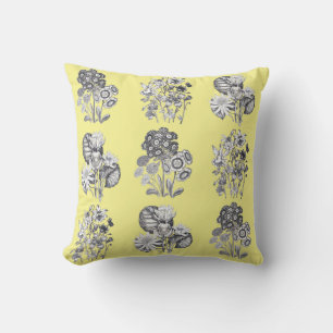Coussin Fleurs monochromes sur arrière - plan jaune