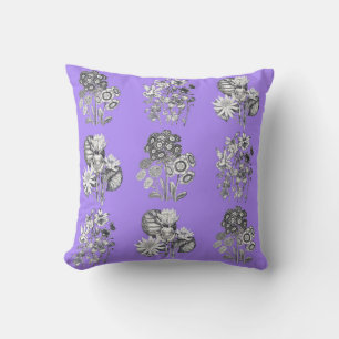 Coussin Fleurs monochromes sur arrière - plan lilas
