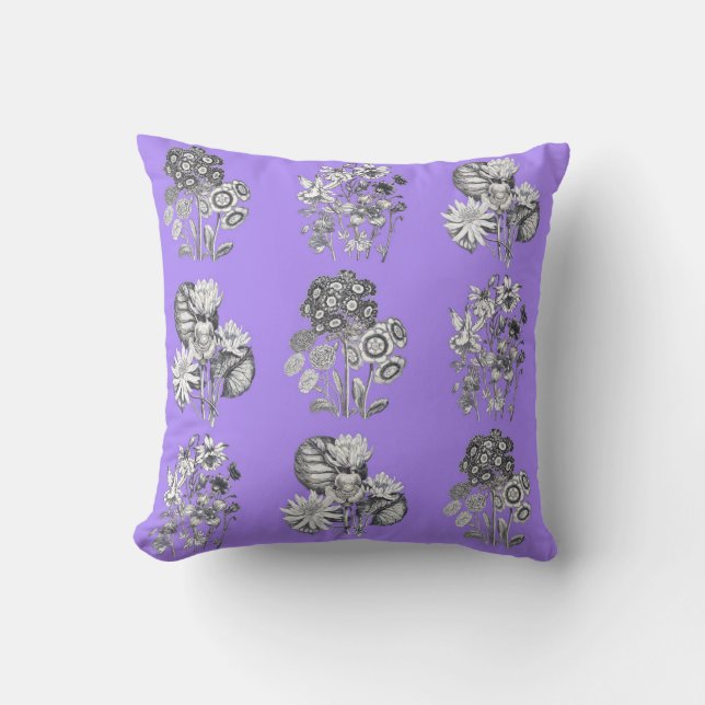 Coussin Fleurs monochromes sur arrière - plan lilas (Recto)