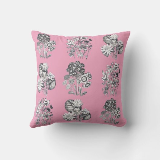 Coussin Fleurs monochromes sur arrière - plan rose (Verso)