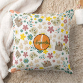 Coussin Fleurs monogrammes bébé fille rose orange (Couverture)