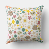 Coussin Fleurs monogrammes bébé fille rose orange (Verso)